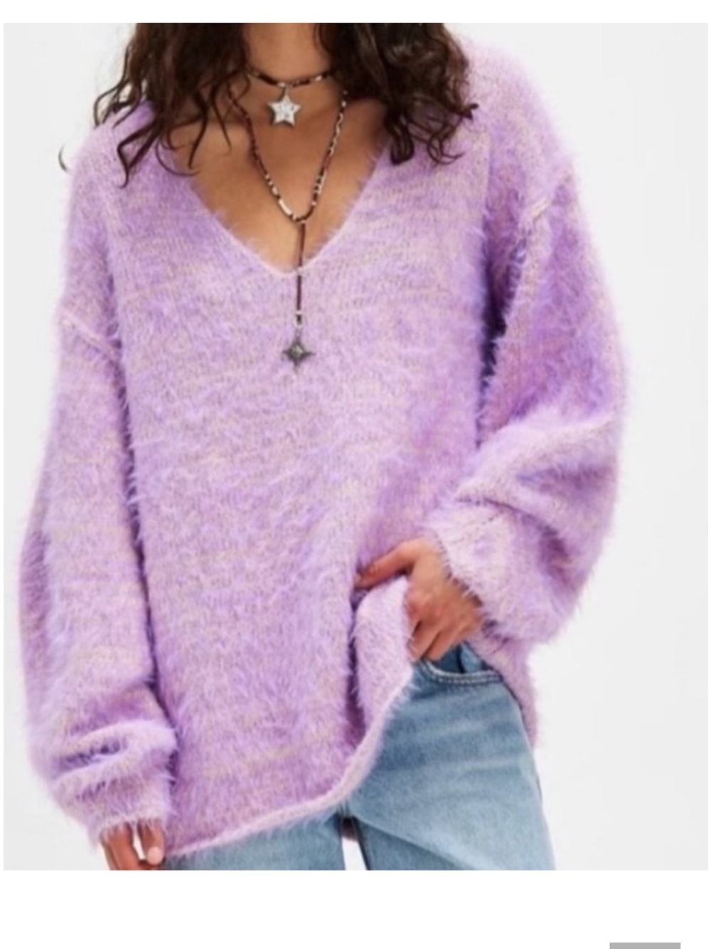 FREE PEOPLE SPARROW LAVENDER LATTE OVERSIZED SWEATER M L XL